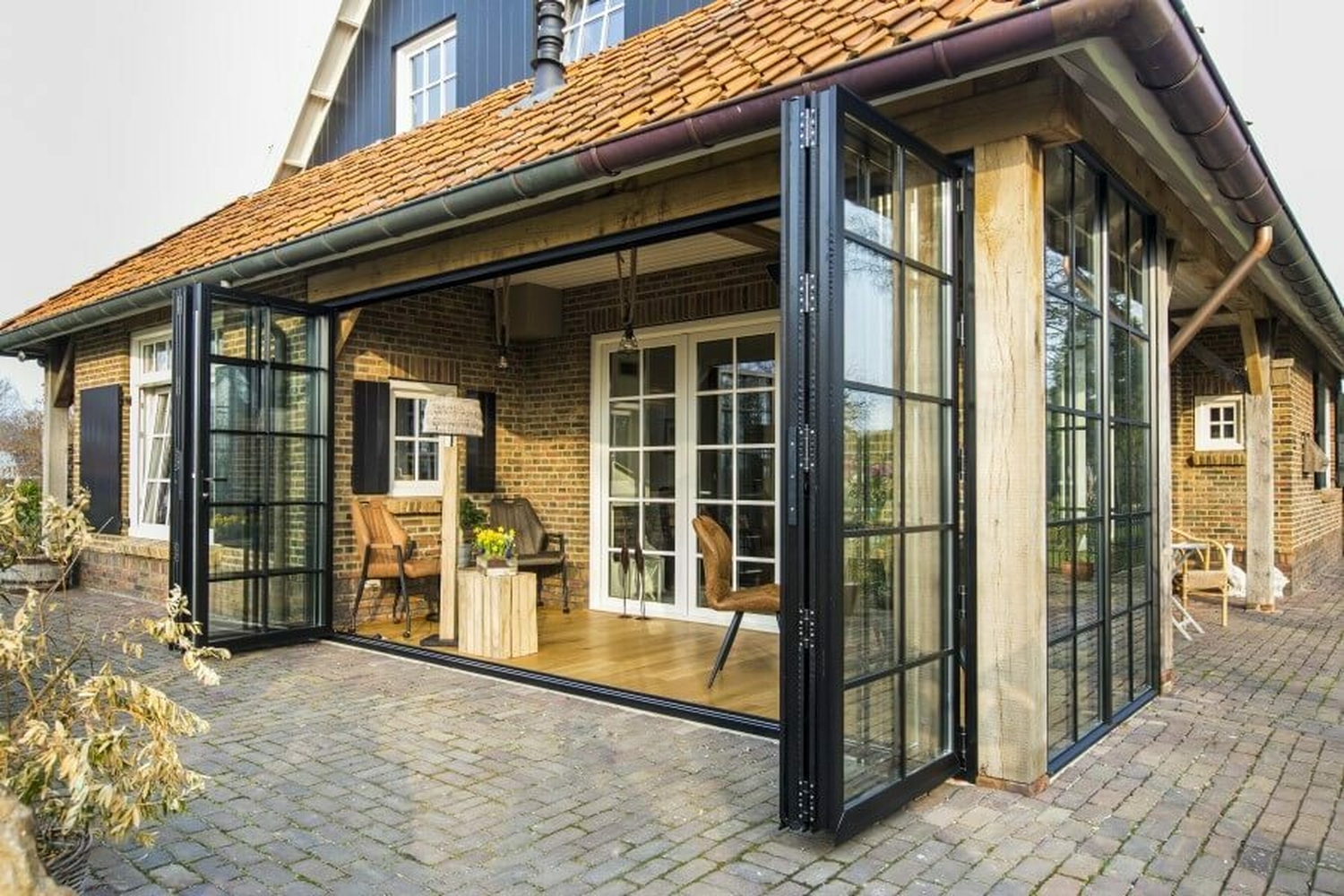 Glazen schuifpui serre aanbouw aluminium