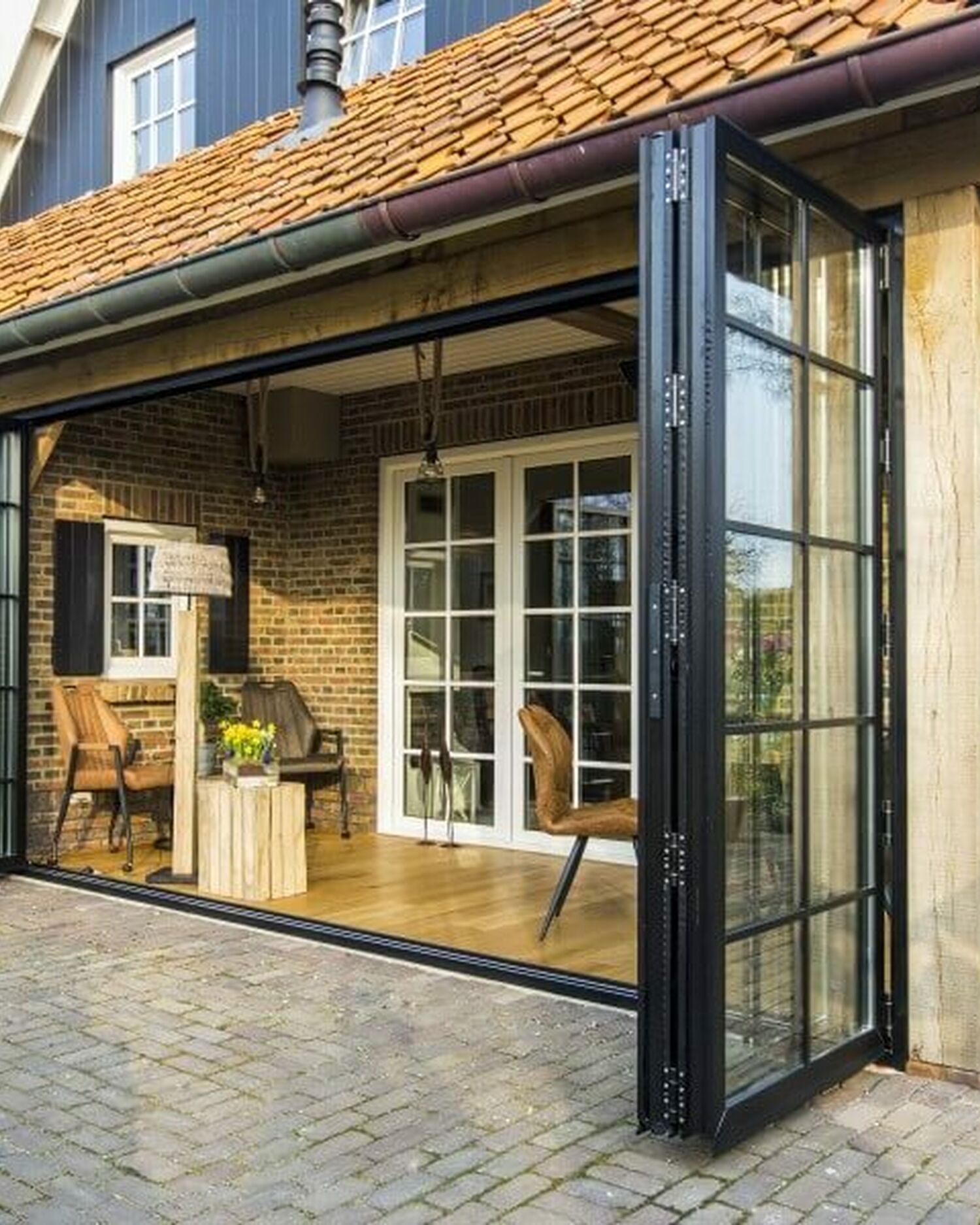 Glazen schuifpui serre aanbouw aluminium